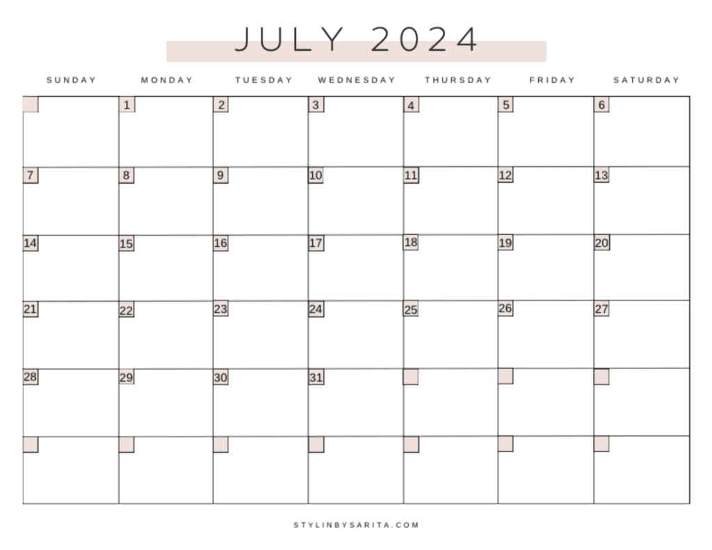 monthly calendar printable
