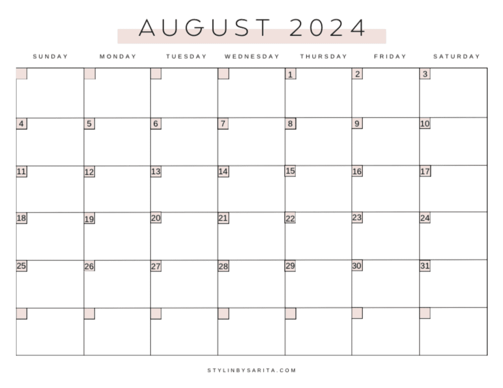 monthly calendar printable