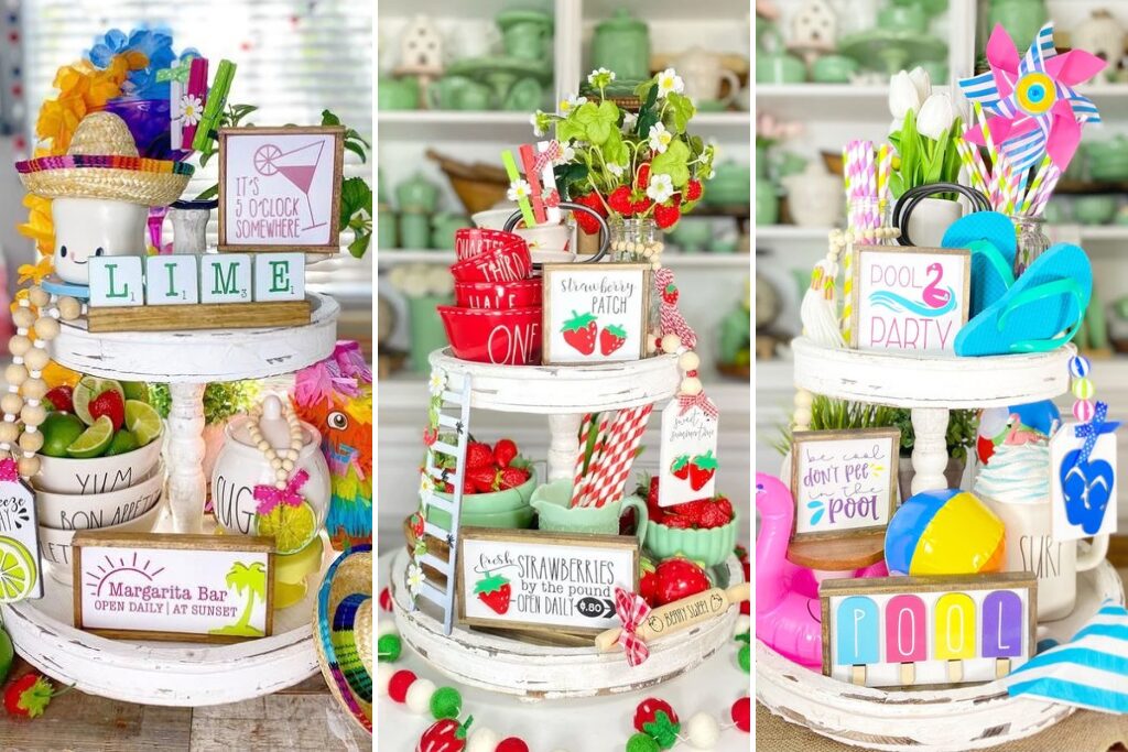 summer-tiered tray decor