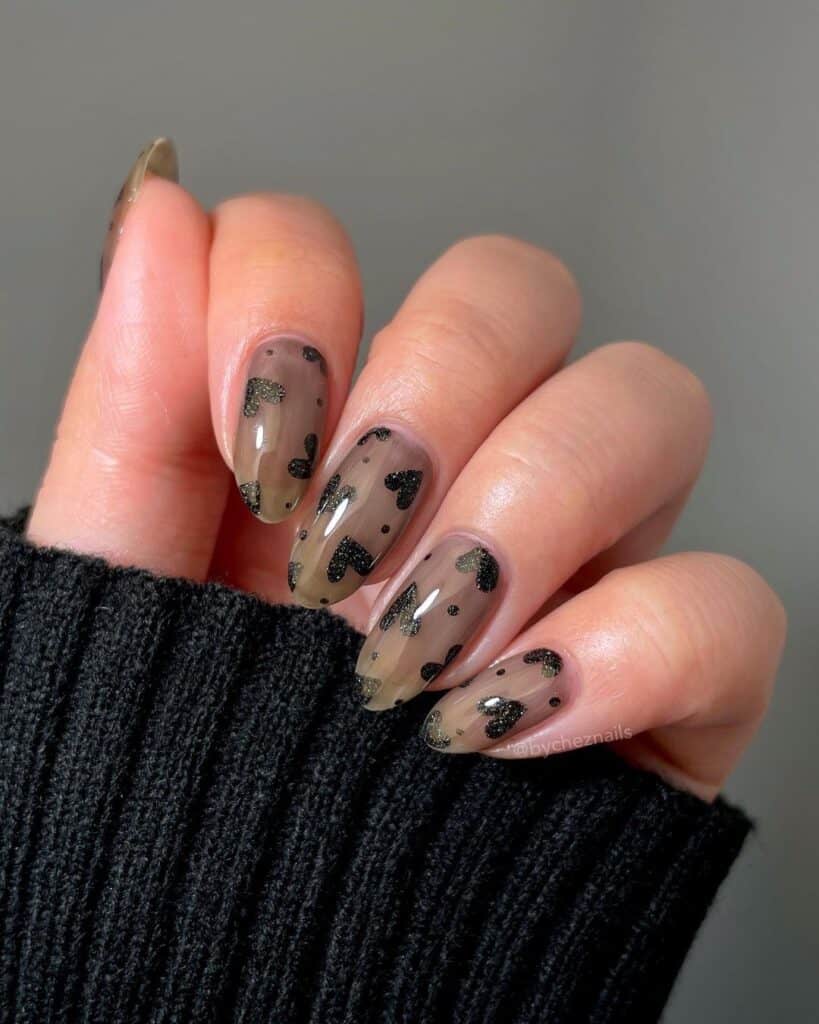 short Valentines nails