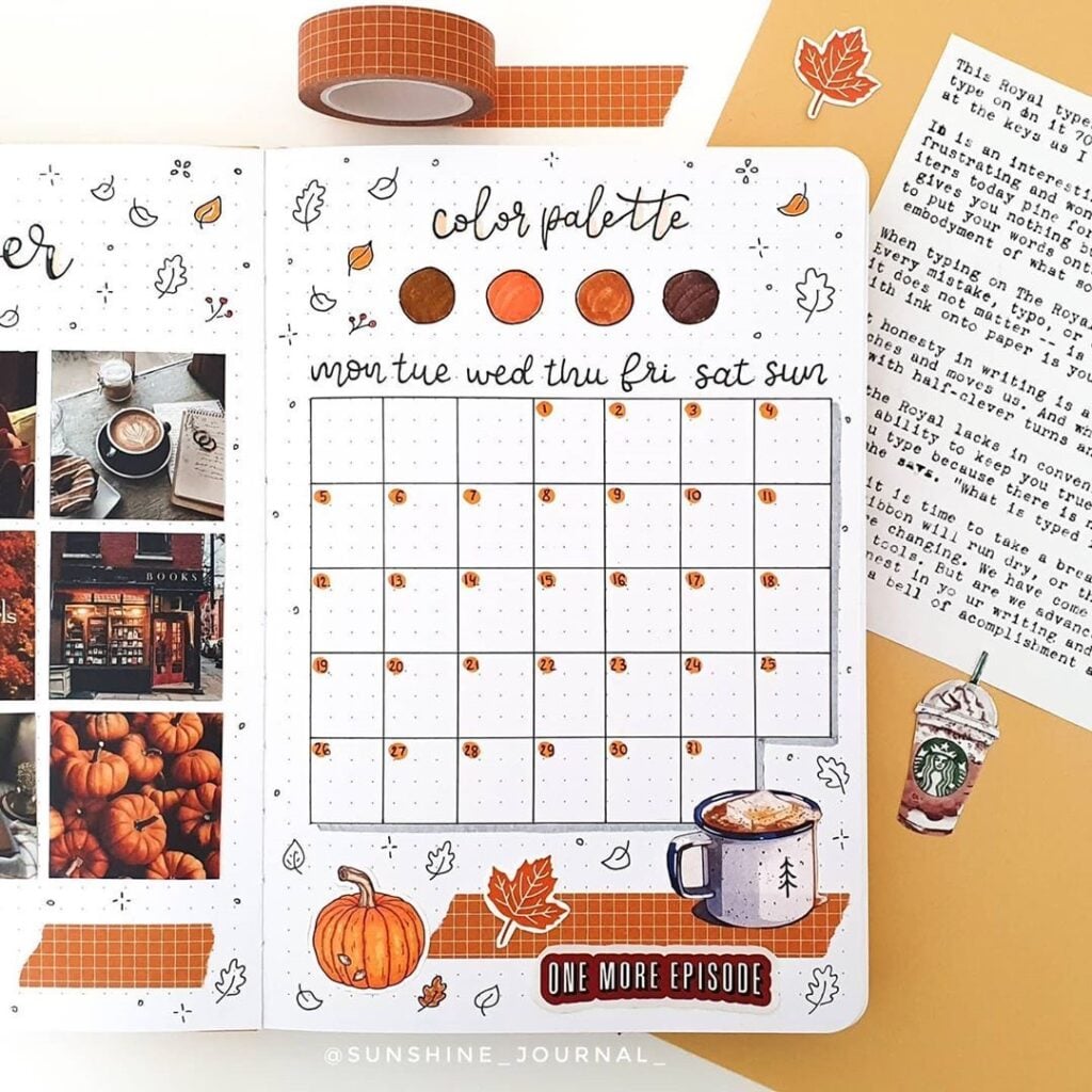 bullet journal ideas for fall