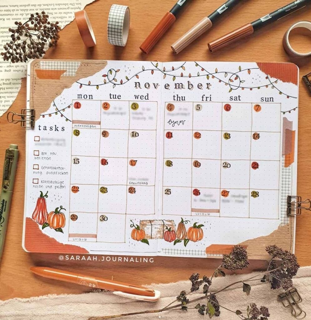 bullet journal ideas for fall
