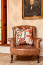 Botanical scatter cushion cover with red amaryllis flower design – Marloth Collection Plate 48