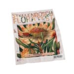 tea towel featuring detailed protea artwork and Stellenbosch Flora Festival