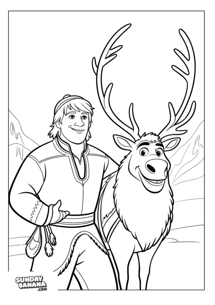 Kristoff and Sven best buddy pose Disney Frozen coloring page