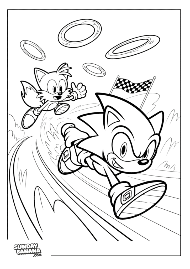 sonic-and-tails-racing-coloring-page