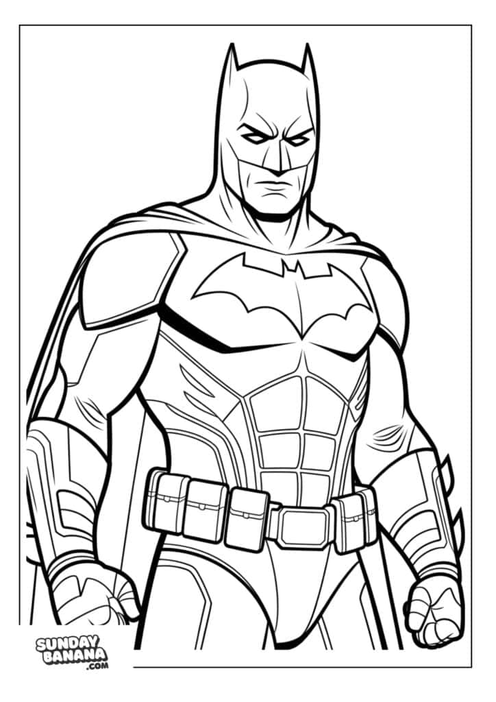 Close up of Batman Suit coloring page for kids