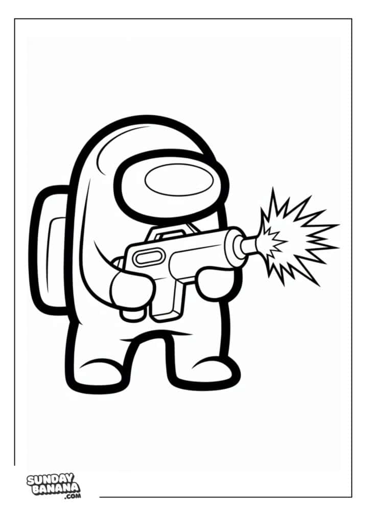 Crewmate shooting laser Among Us coloring page
