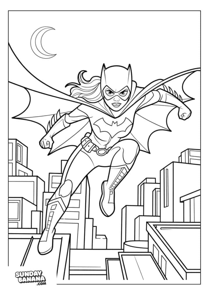 Batgirl ready for action pose Batman coloring page