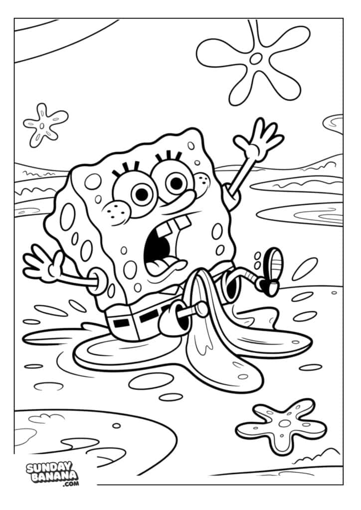 Spongebob slipped on banana peel coloring page