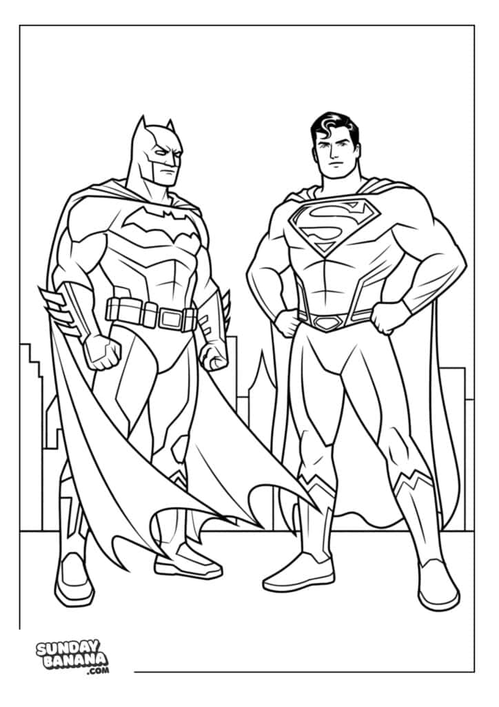 Superman and Batman Power Pose coloring page
