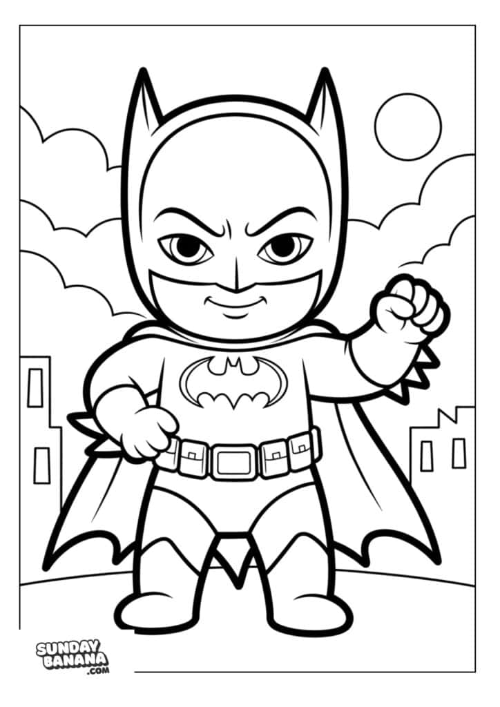 Cute baby batman coloring page