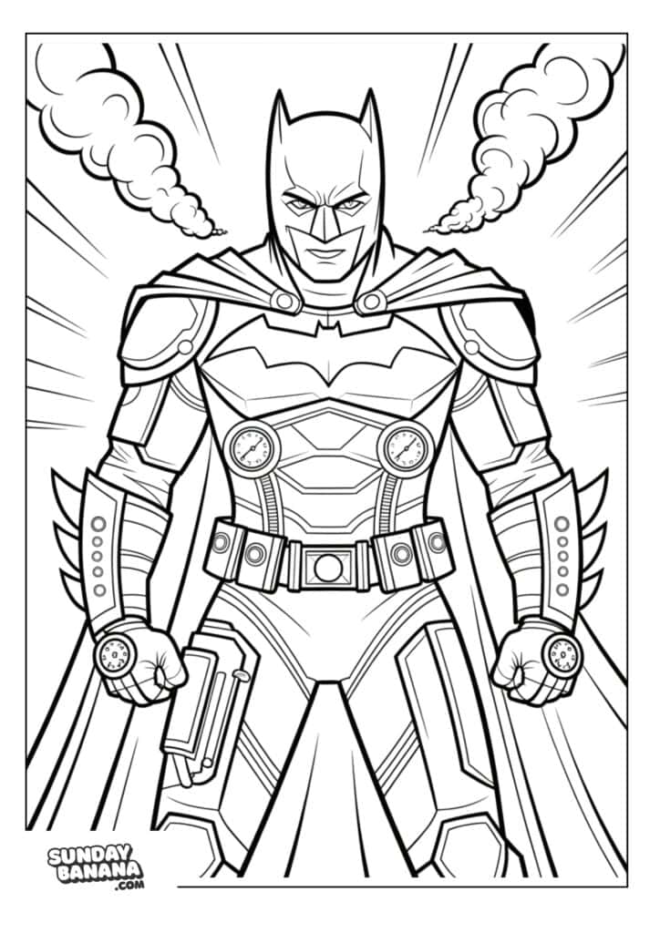 Batman wearing steampunk style suit coloring page