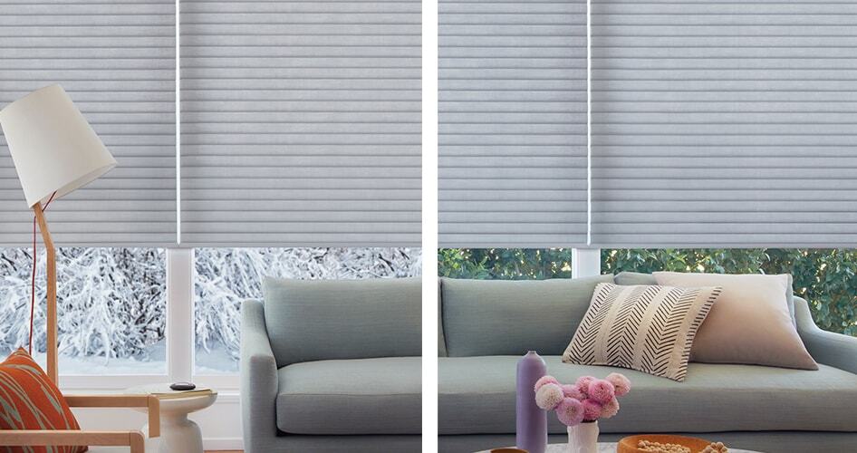 Sun shades window fashions for modern home interior styling and light control.