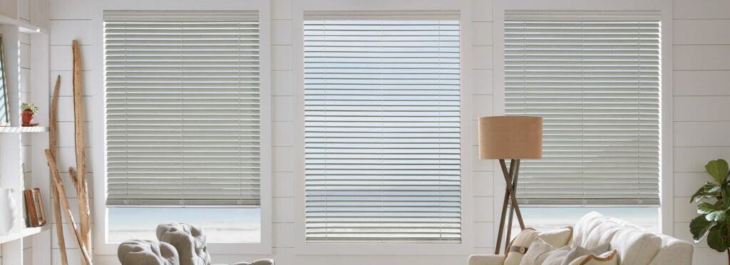 Sun shades window fashions for modern home interior.