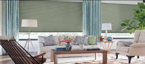 Sun shades window fashions for living room window treatments and shade solutions.