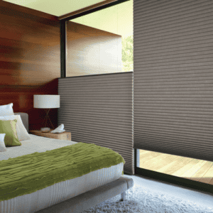 roll up and down honeycomb shades in bedroom