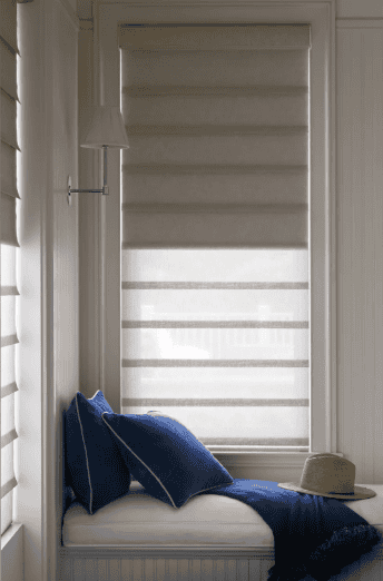 Light-filtering window shades for stylish sun shading and privacy.