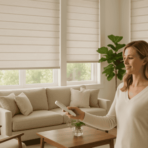 1. Elegant sun shades window fashions providing privacy and style for modern homes, with light-filtering options and customizable designs.