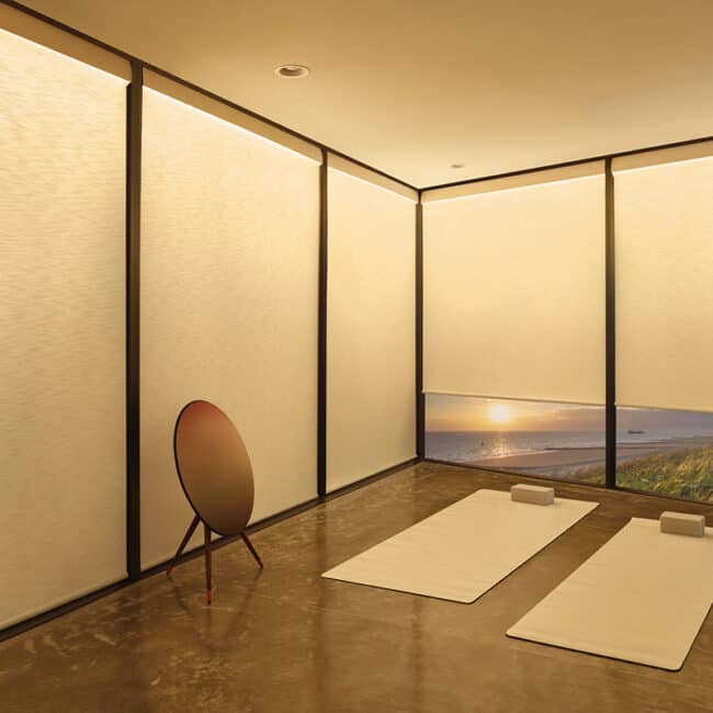 Roller shades with blackout fabric for superior light control and privacy, ideal for residential and commercial spaces. Customizable options from Superior Blinds enhance interior aesthetics.