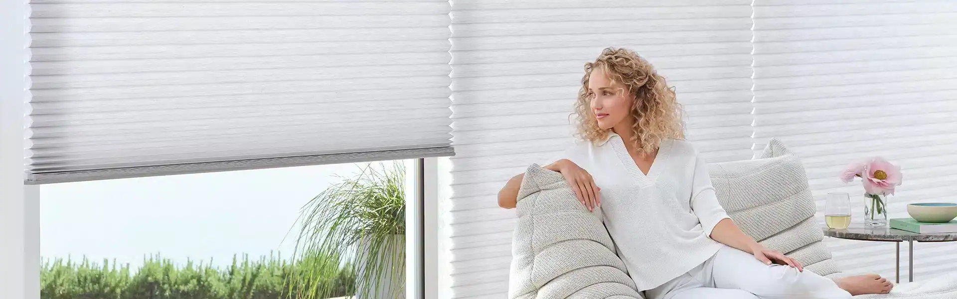 Luxurious white cellular blinds from Superior Blinds providing stylish window coverage and light control for modern interiors.