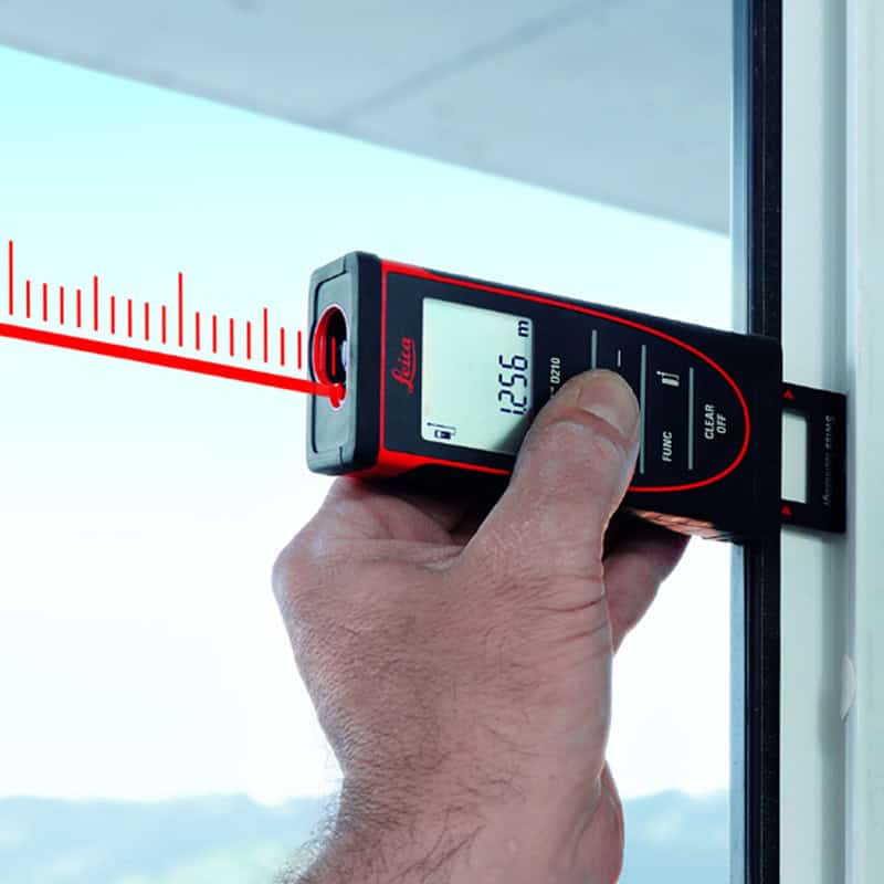Laser measure for precise window and blind measurements, ideal for custom blinds installation, ensuring perfect fit and optimal light control.