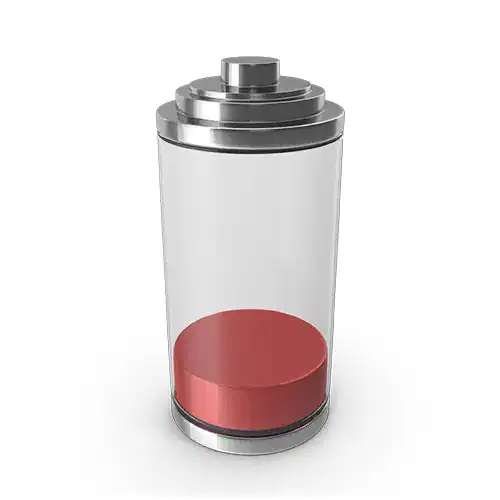 Battery level indicator symbol, highlighting low power status on digital devices and technology.