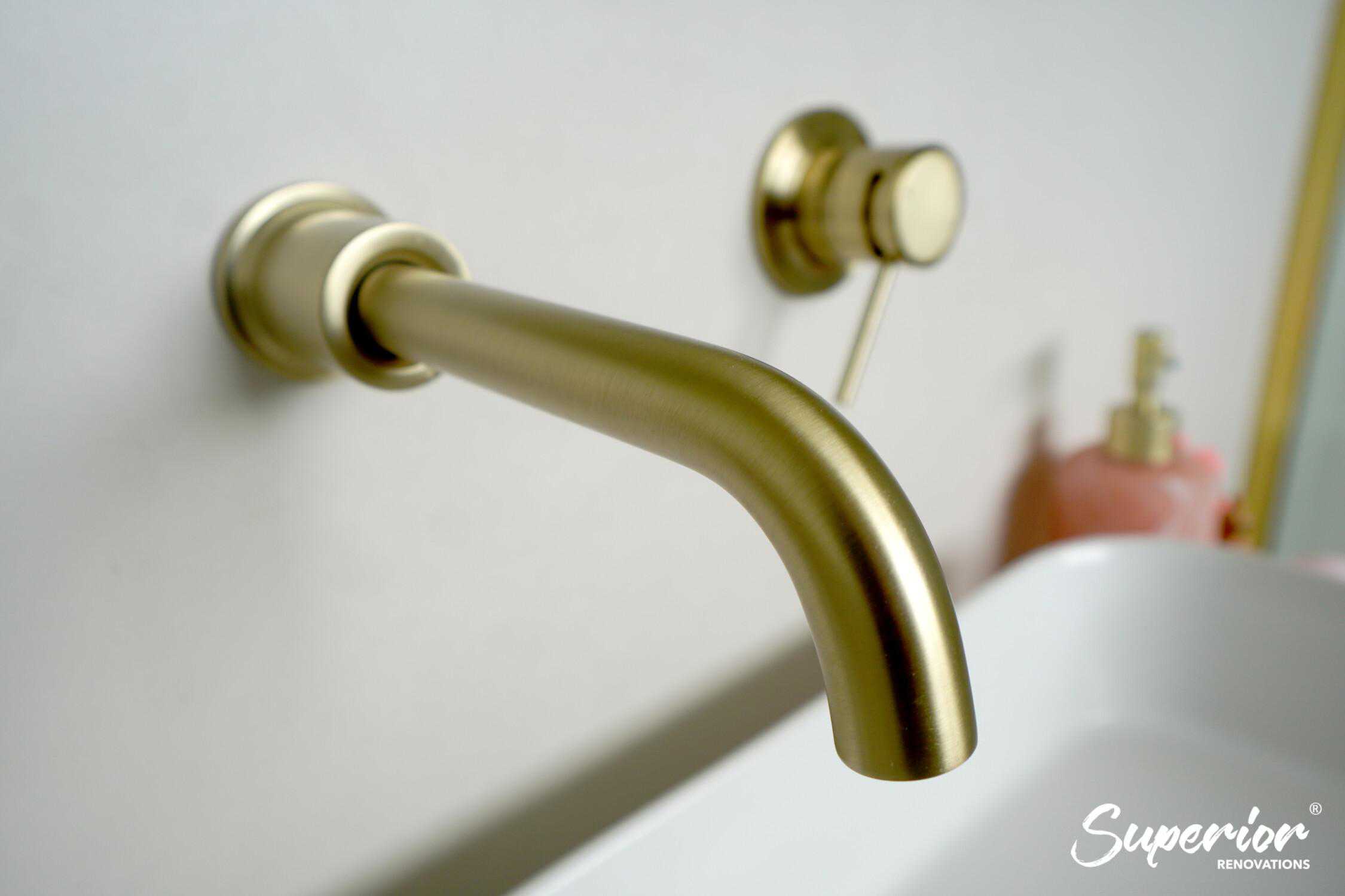 DSC05014 Classic Contemporary Bathroom renovation with Gold and Wooden finishes in Massey