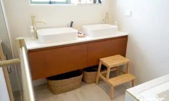 DSC05021-333x200 Classic Contemporary Bathroom renovation with Gold and Wooden finishes in Massey