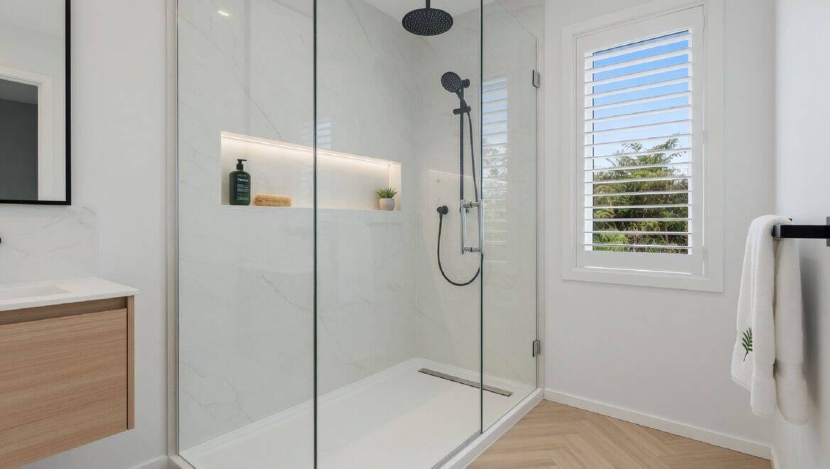 Acrylic Shower with tiled walls