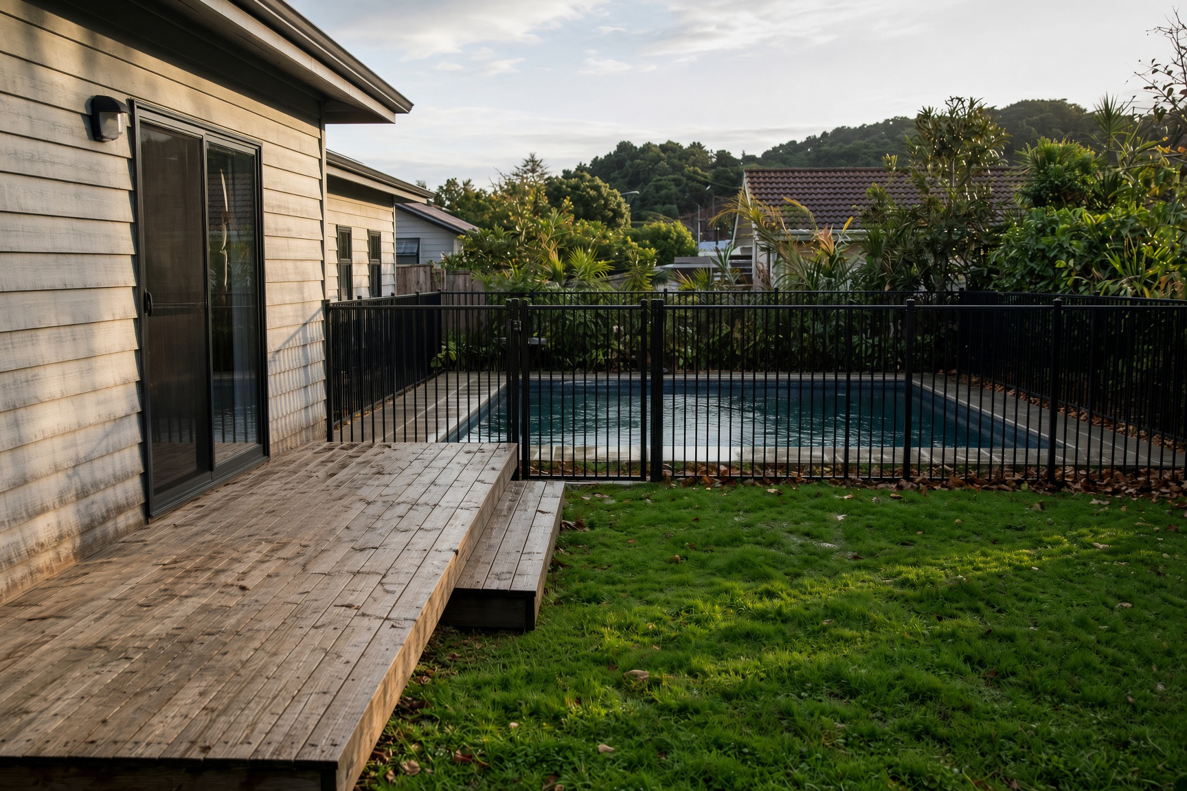 back yard with pool - Superior Renovations