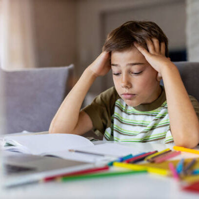 Boy having problems with homework