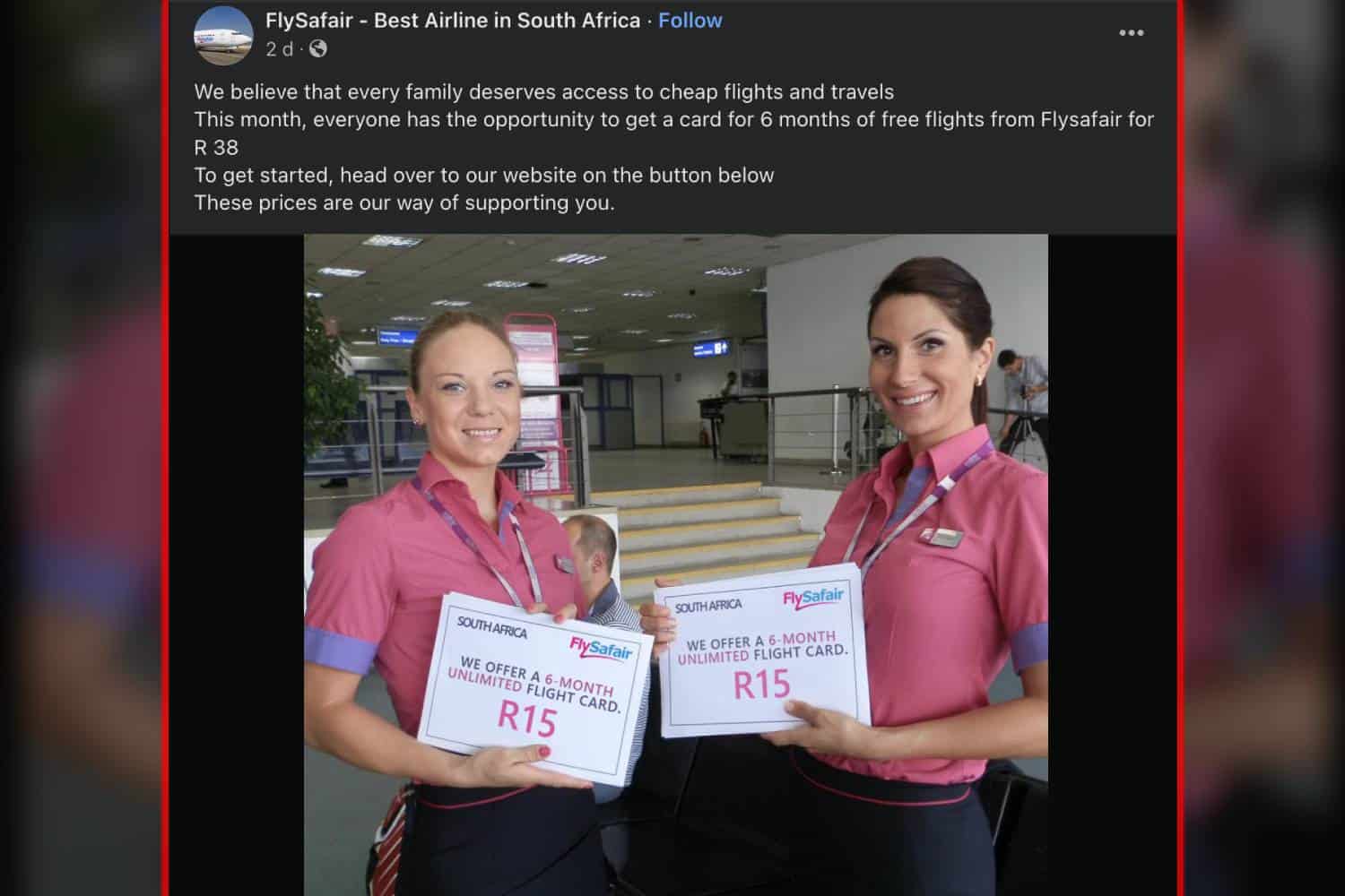 flysafair free tickets scam