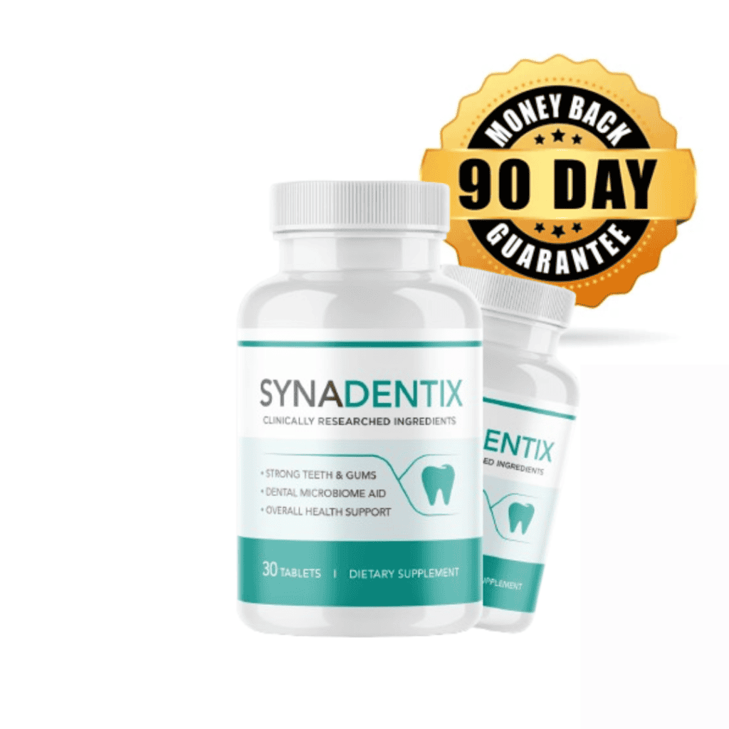 90-day money-back guarantee badge for synadentix, reinforcing buyer confidence.