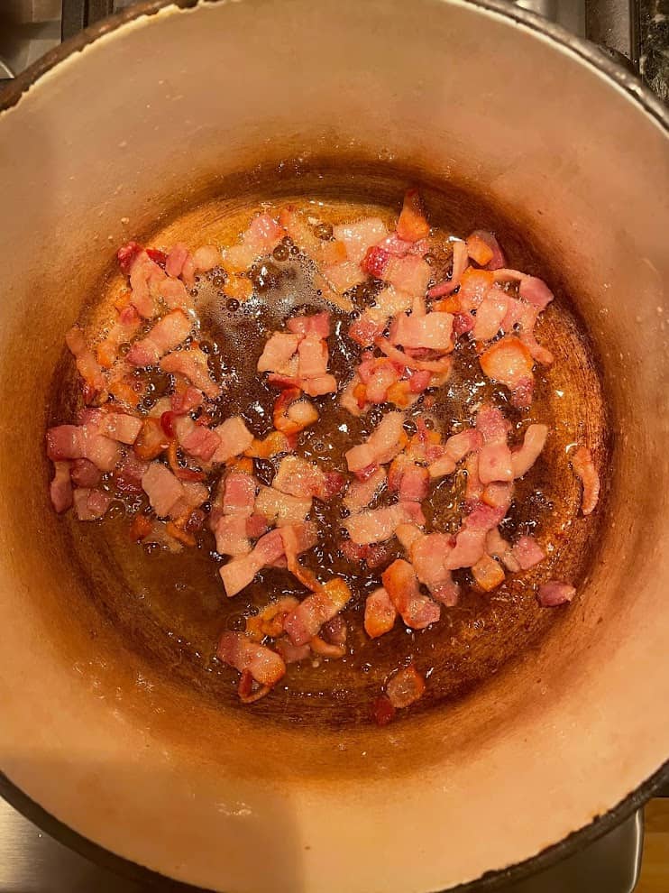 Sauteeing bacon for chili