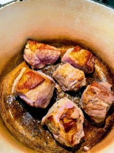 browning cubbed pork shoulder for carnitas