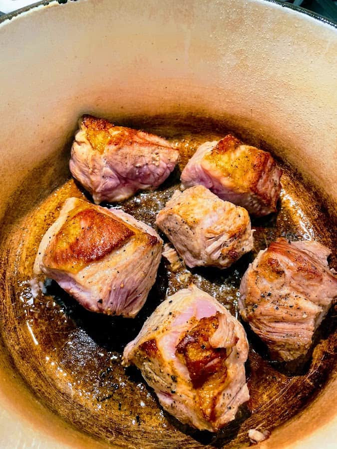 browning cubbed pork shoulder for carnitas