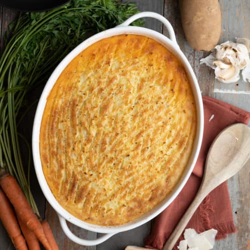 Scottish Shepherd's Pie on a wood table