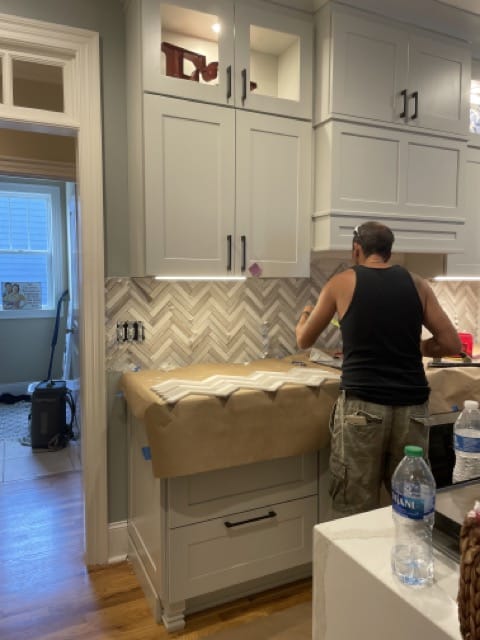 Herringbone Marble Backsplash
