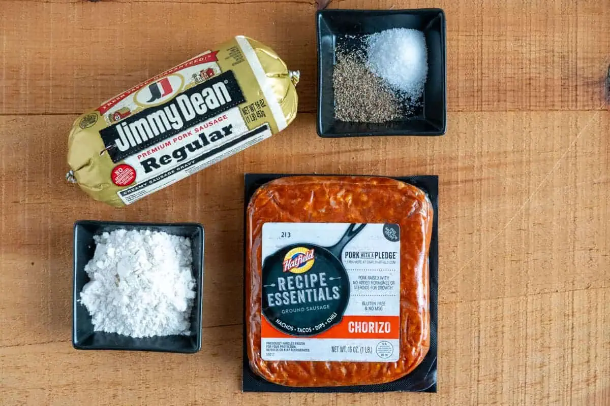 Ingredients for chorizo sausage gravy