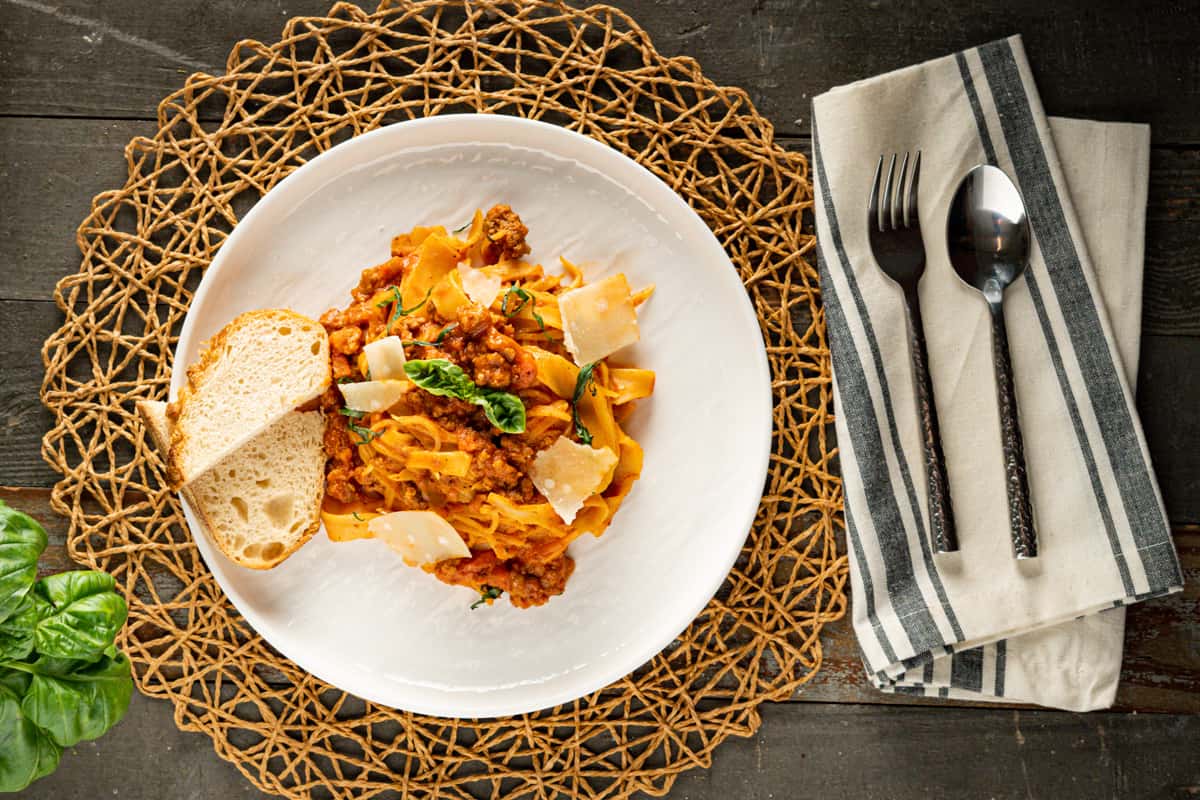 Pasta Bolognese Plated