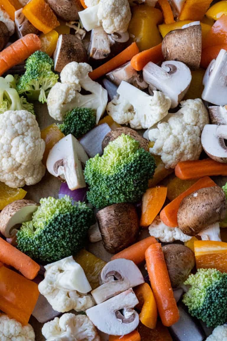 Chopped Vegetables Up Close
