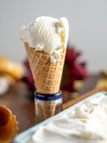 vanilla ice cream in a cone