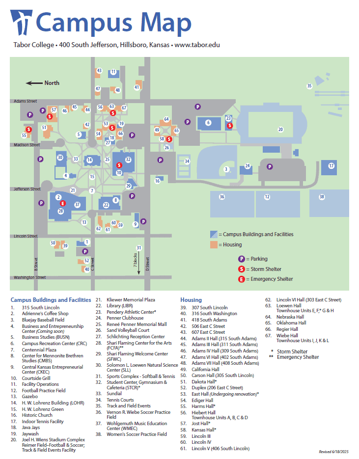 Tabor College campus map