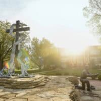 Tabor College Centennial Plaza at sunrise