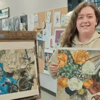 Jada Thomas and her artwork at Tabor College