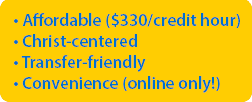 A banner of program descriptions for online undergraduates