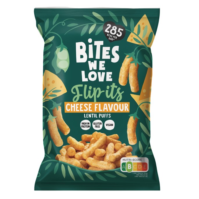 biteswelove flip-its cheese flavour vegan linzenchips 75gr