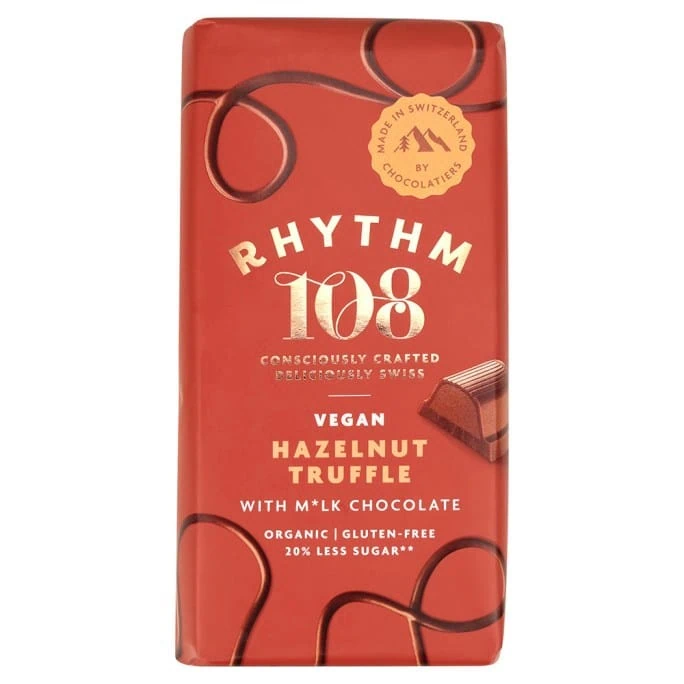 rhythm 108 hazelnut truffle tablet vegan m'lkchocolade 100gr