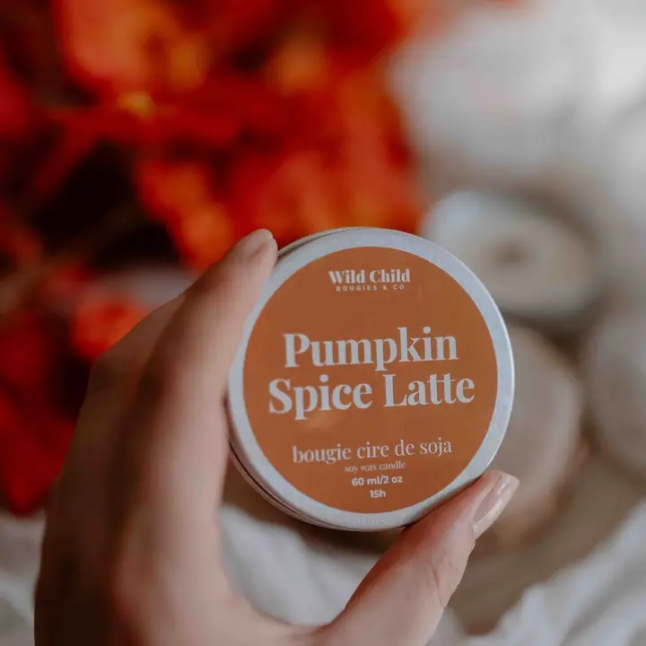wild child bougies pumpkin spice latte vegan geurkaarsje 15h